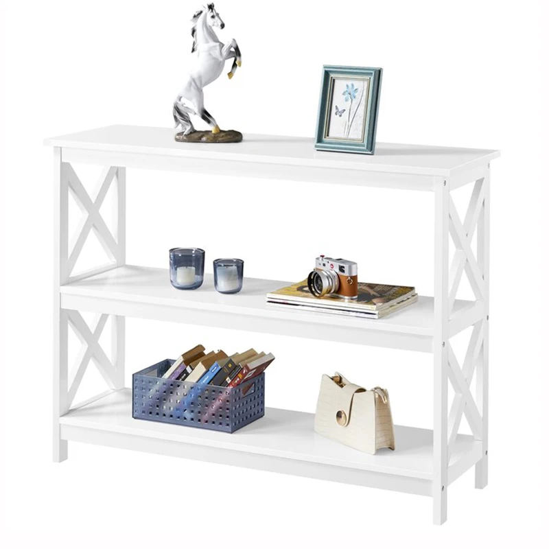 طاولة وحدة تحكم خشبية كلاسيكية بسيطة مقاس 80 سم حديثة En Bois لغرفة المعيشة باللونين الأبيض والأسود مدخل المدخل والمدخل