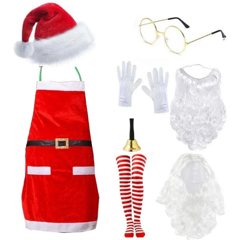 652B Santa Clauses Costume Santa Suit,Santa Costume Adults Father Christmas Outfit for Xmases Holiday Party Cosplay Beard