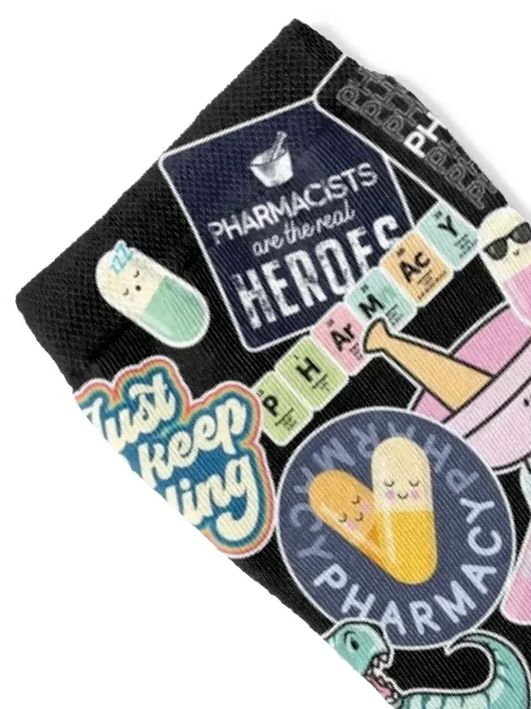 Pharmacy stickers collage, funny collection of my best selling stickers Socks floral cycling Men's Socks Luxury Women's