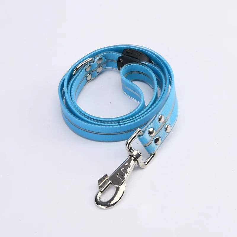 Pet light-up collar leash LED flashing collar USB charging dog walking pulling belt adjustable dog collar fashion pet supplies