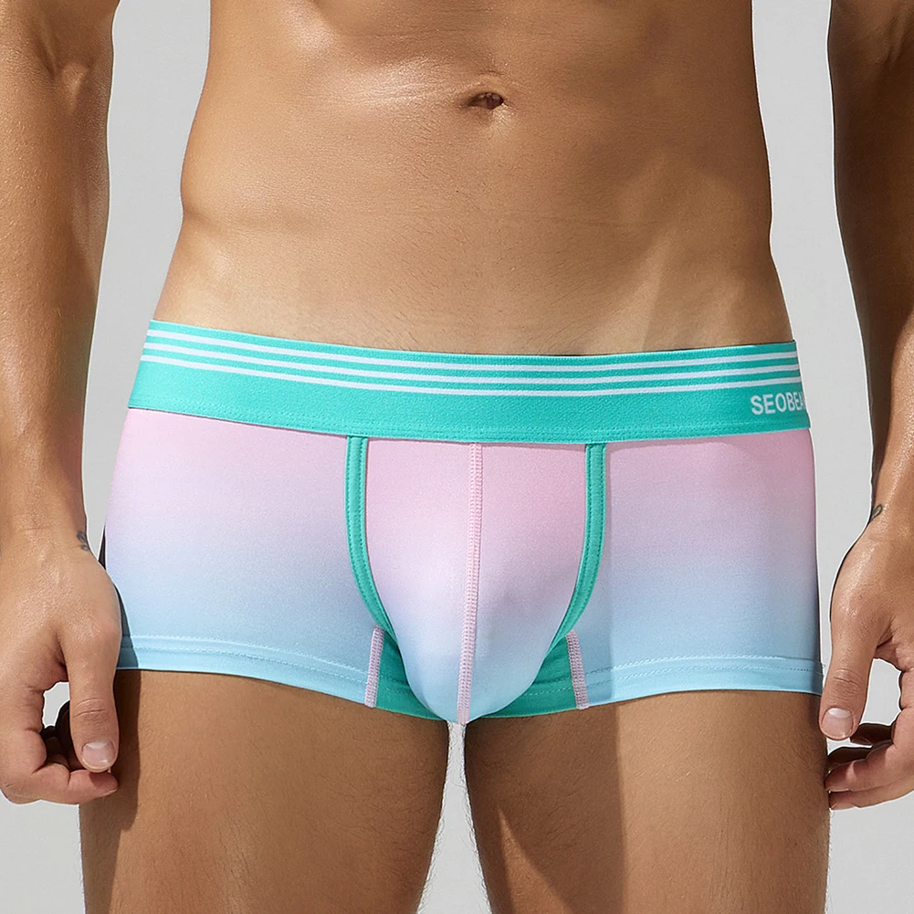 

Men Briefs Soft Gradient Panties Sexy U Convex Pouch Underwear Low-Waist Briefs High Elastic Lingerie Breathable Shorts