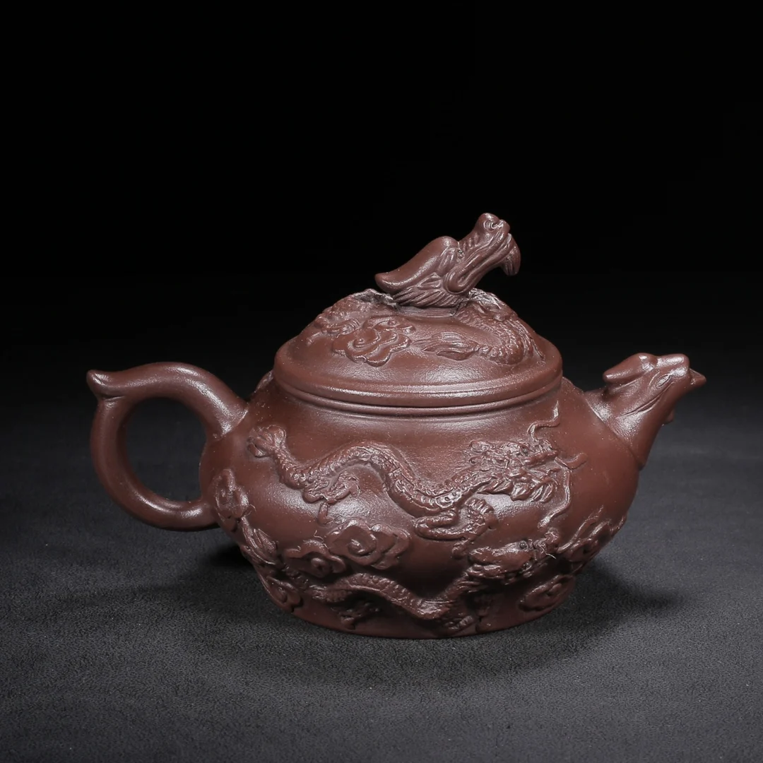 Old Qing Dynasty ZiSha Pottery Tea Pot,Dragon head shape, with Mark,best collection&  adornment, Free  shipping,