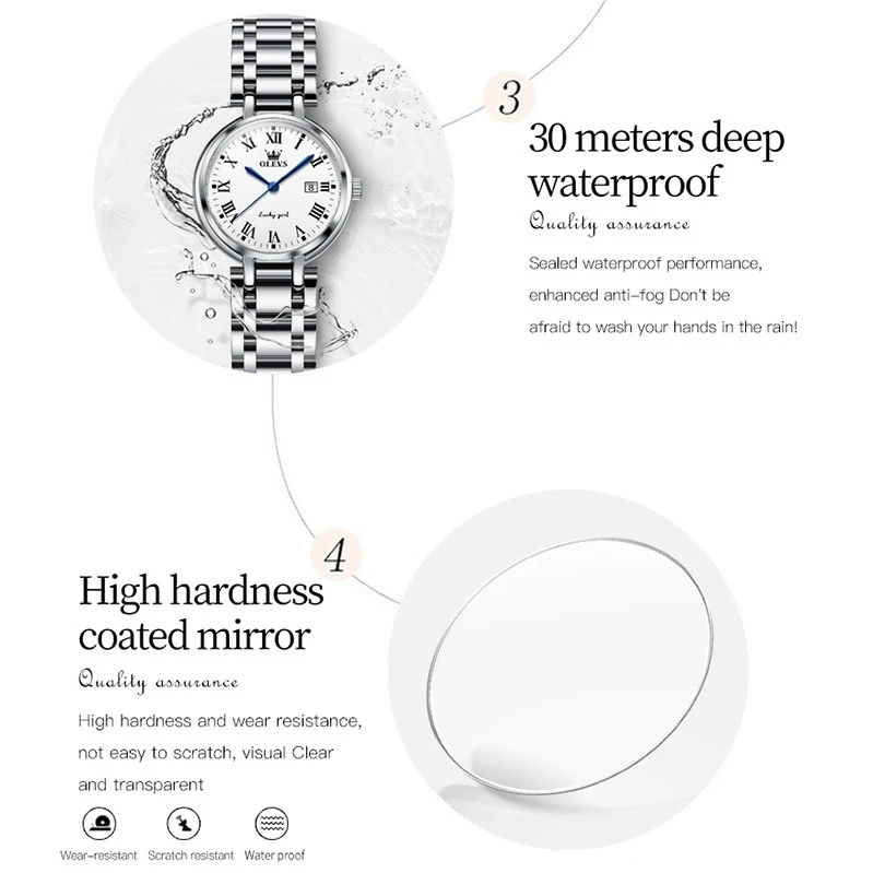 OLEVS 5575, модные кварцевые часы, подарок, ремешок для часов из нержавеющей стали, наручные часы с круглым циферблатом, календарь