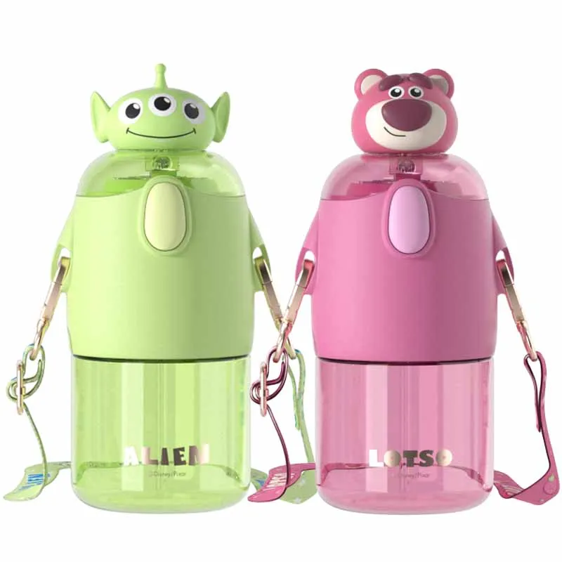 Disney Anime Cartoon Lotso Alien Large Capacity Tritan Cup Kawaii Cute Girl Portable Straw Cups Outdoor Water Bottle 620ML