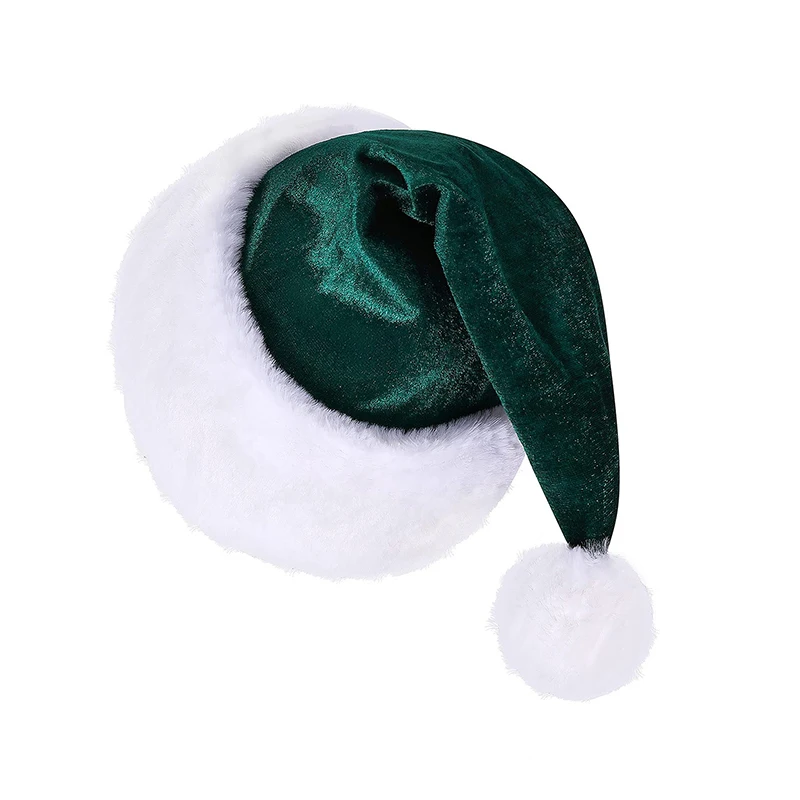 Christmas Hat In Contrasting Colors Plush Thick Christmas Party Hat Adult Holiday Role-Playing Costume Props Plush Christmas Hat