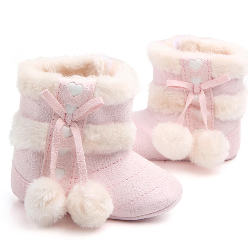 1 زوج أحذية الشتاء الطفل أحذية عيد الميلاد Prewalker القطن الدافئة لينة وحيد Bowknot تصميم للأطفال حديثي الولادة مريحة المشي