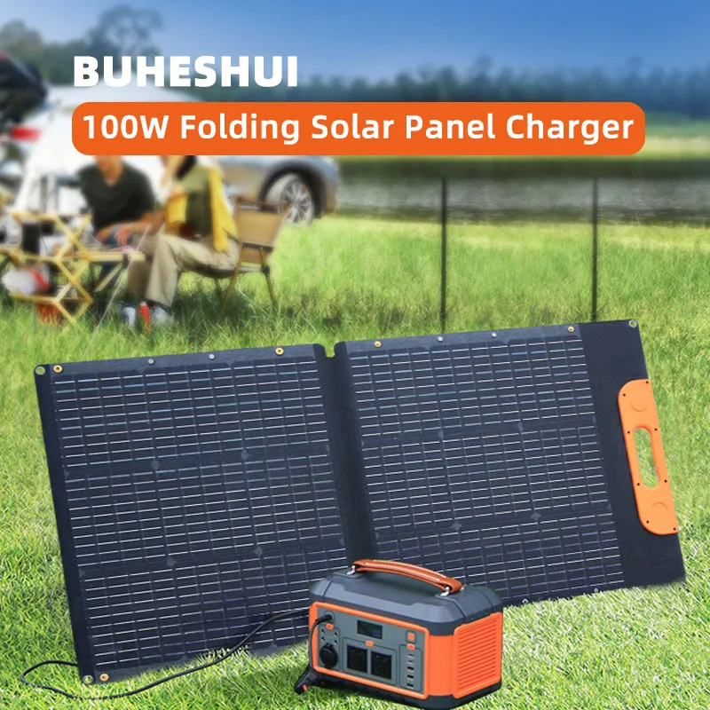 Waterproof Portable Folding Solar Panels 100W ETFE Mobile Power Charger 5V 18V Foldable Solar Panel Dual USB Type-C DC Output