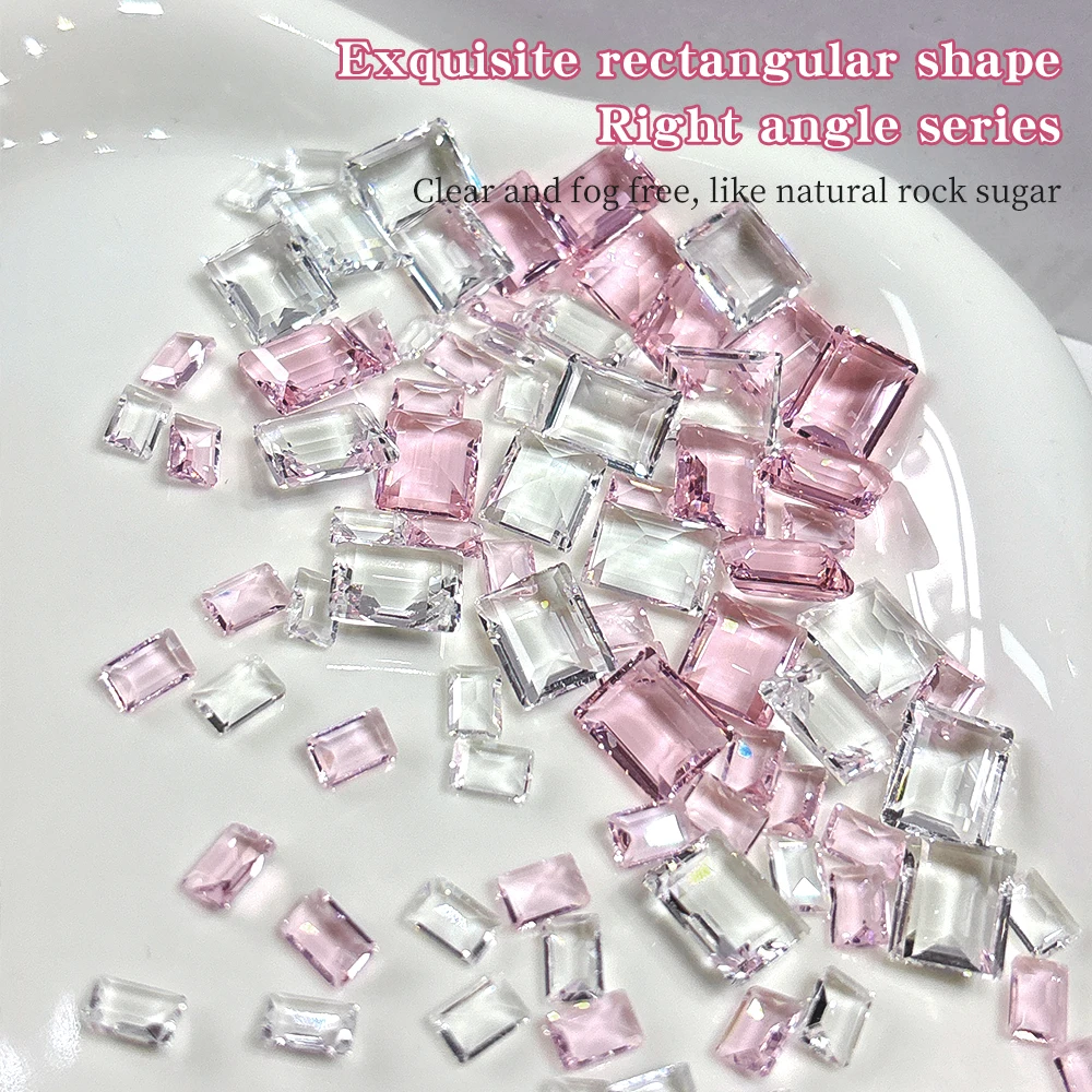 KANIU 5PCS/Pack Long Right Angle Transparent Sugar Diamond Nail Rhinestones K9 Zircon For Stacked Drill Nail Art Decoration