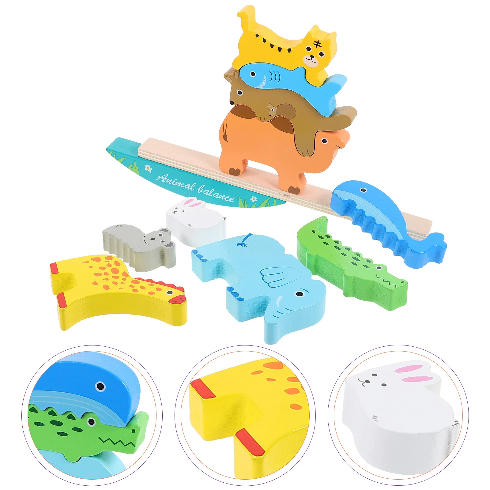 1 ensemble de blocs de dessin animé en bois pour enfants, ensemble de jeu éducatif d'apprentissage précoce, développement de la Coordination œil-main