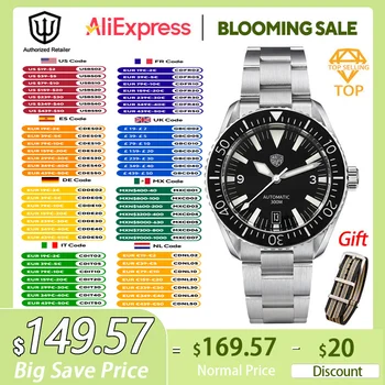 Watchdives wd1967 v2 relógio nh35 movimento cúpula cristal de safira com revestimento hd ar super luminoso sharkmaster 300 relógios