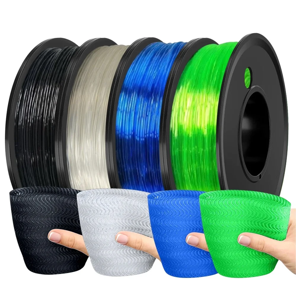 200G Flexible Filament Basic TPU 1.75mm 3D Printer 95A TPU Transparent Soft Filament Rainbow Color Change Blue Green High Speed