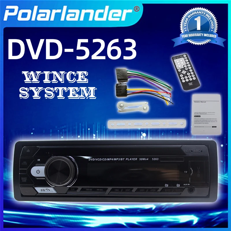 

PolarLander 1 Din Car MP3 Charger Wireless Remote Control SD/AUX/USB FM Transmitter Handsfree DVD CD Player Bluetooth 24V