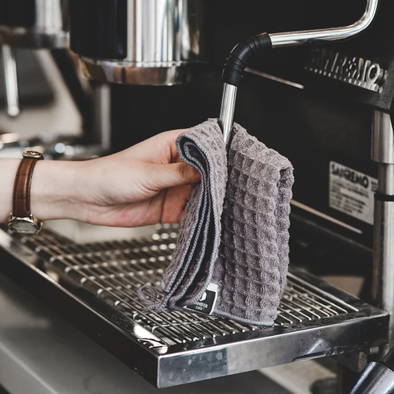 ●Barista Bar Towel Milk Tea Shop Coffee Machine Special Rag Absorbing Water Without Lint Cleaning Cloth White Small Square Towel