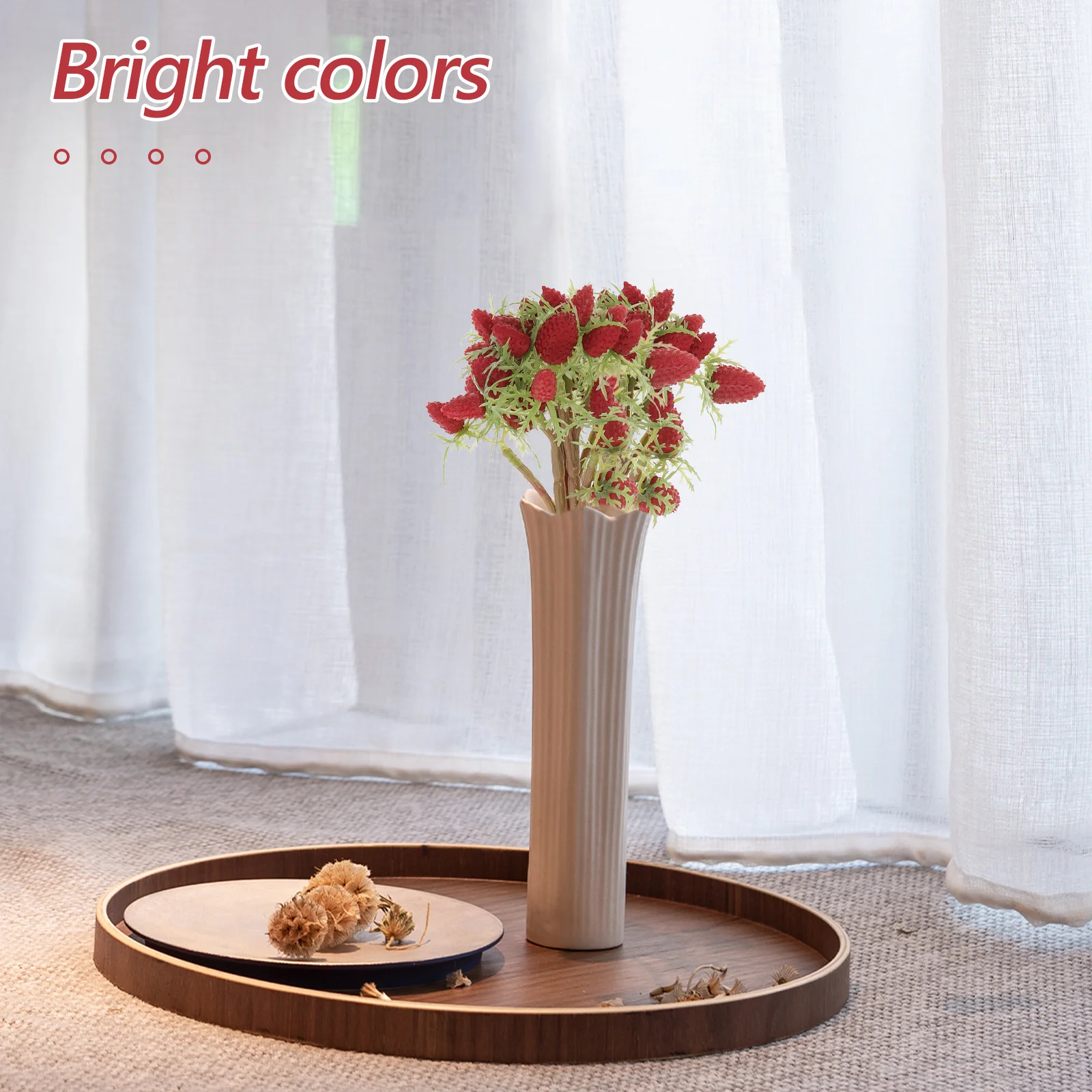 3pcs Artificial Raspberry Branches Realistic Fake Strawberry Stems For Diy Flower Arrangements Decor Thanksgiving Party Wreath