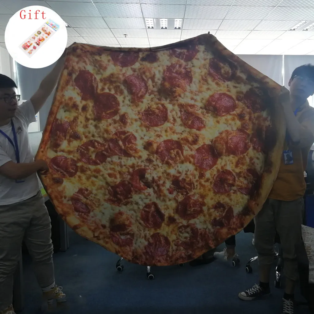 

Round Pizza Blanket Sofa Plush Christmas Food Blankets Wrap Autumn Winter Artificial Wool Throw Home Textile Comfor High Quality