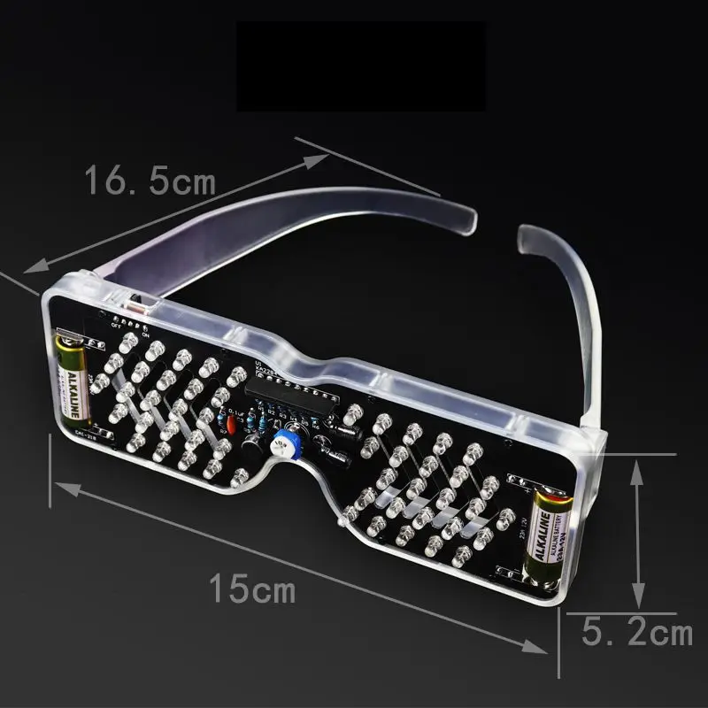 음성 제어 LED 발광 안경 키트 LED 깜박이는 조명 전자 부품 재미있는 DIY 용접 연습