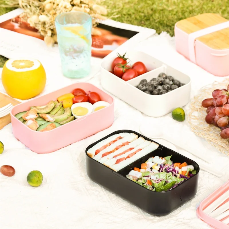 Lunch box bento lunch box integrated lunch box with cutlery and sauce jar  salad snack bento box lunch box compartment with