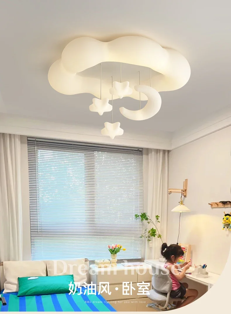 Creative Cloud Pendant Light Cream Style New Modern and Simple Creative Children's Room Bedroom Light