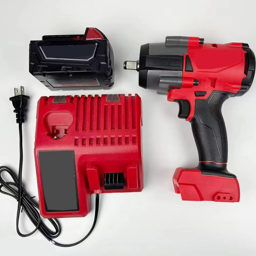 Power Impact Wrench Set 5.0Ah Battery and Charger 18V 3400rpm 1500nm Efficient Brushless 1/2 Inch Drive Set