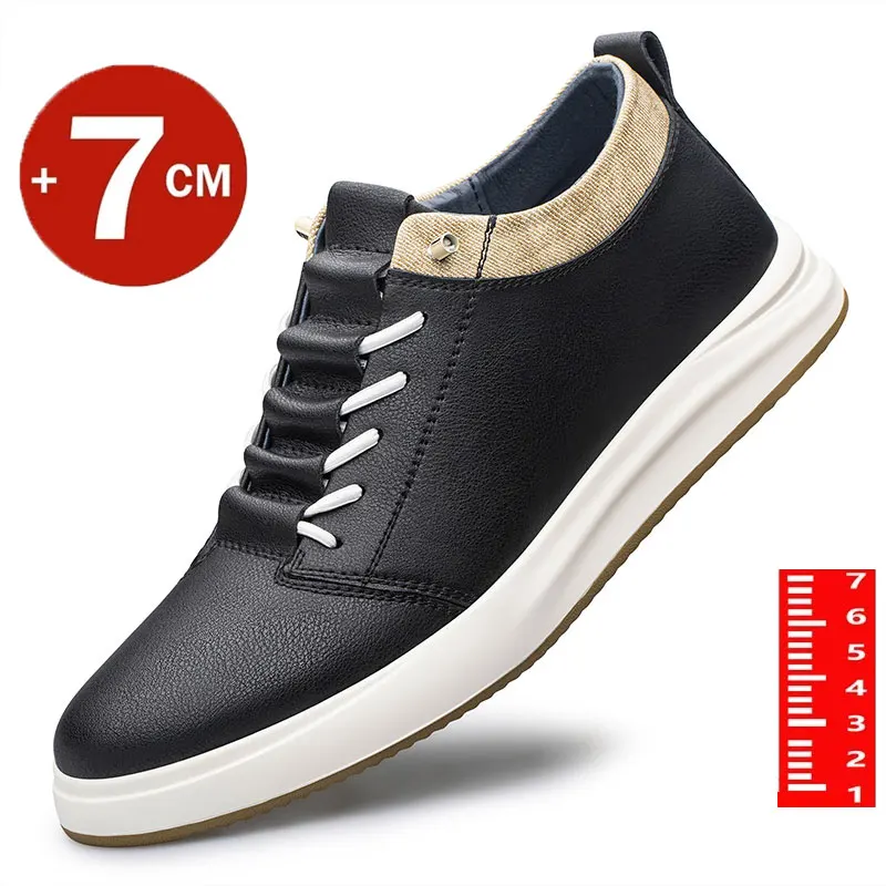 Herren Echt leder Turnschuhe Aufzug Schuhe schwarze Höhe zunehmende Schuhe Männer Luxus 6cm 8cm weiß lässig Lift bequem