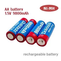 2024 New AA Rechargeable Battery 9800mAh 1.5V New LED Light Toy Alkaline Rechargeable Battery Mp3 Alarm Clock Remote Control