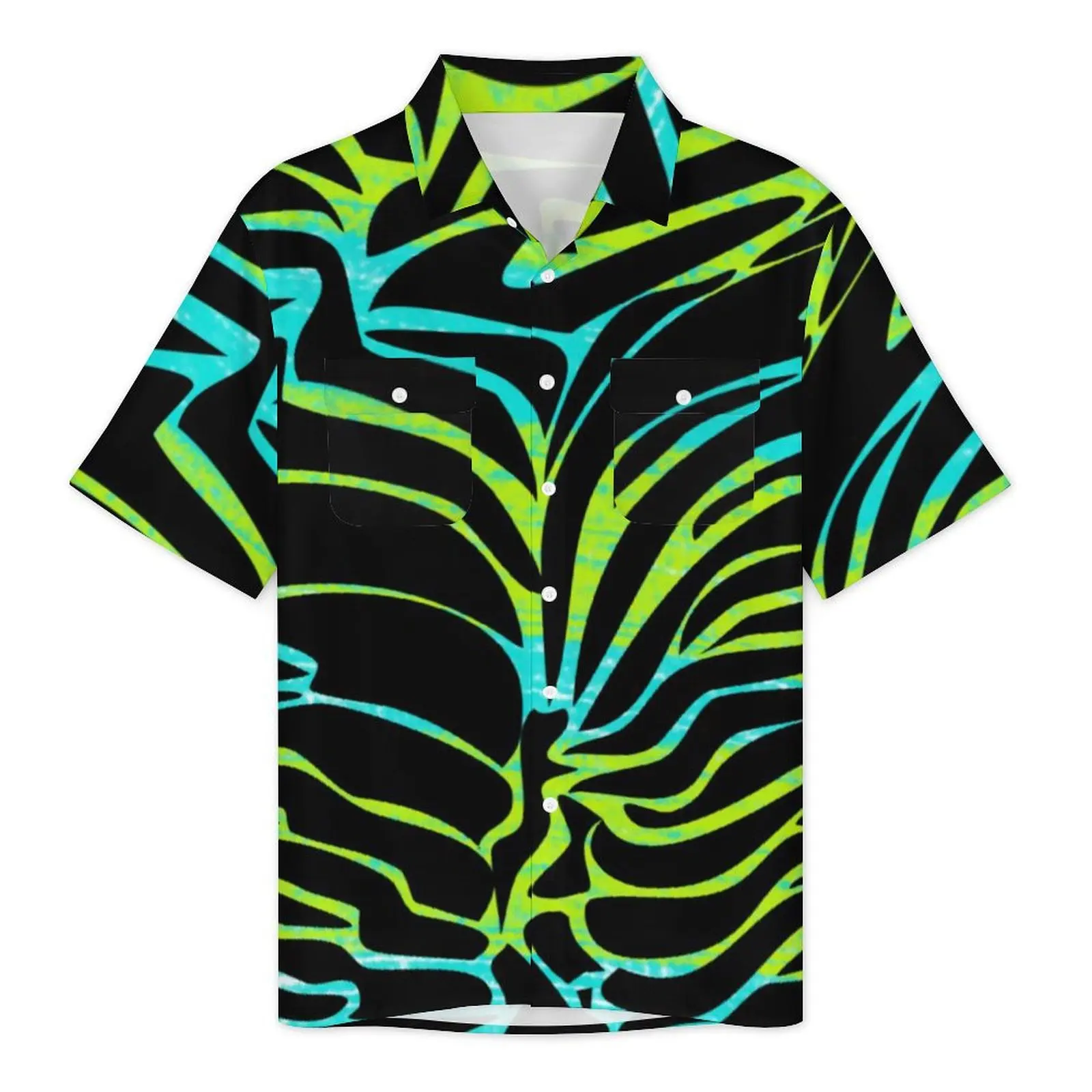 Colorful Zebra Casual Shirt Animal Print Novelty Summer Shirts Men Short-Sleeve Beach Streetwear Design Plus Size 7XL Blouses