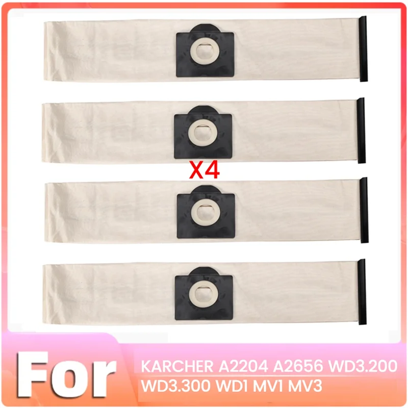 

ABUS-4PCS Dust Bags For KARCHER A2004 A2204 A2054 A2656 WD2 WD3 Vacuum Cleaner Parts Dust Bags