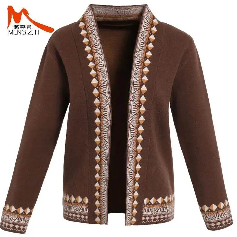 

Spring Autumn New Knitwear Mother's Casual Knitting Jacket Loosely Knitted Sweater Cardigan Shawl Middle-Aged Women's Coat