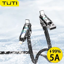 TUTI 4in1 Multi USB Charging Cable 240W Fast Charging Cord with USB A+Type C for iPhone Samsung  MacBook iPad Tablets and More