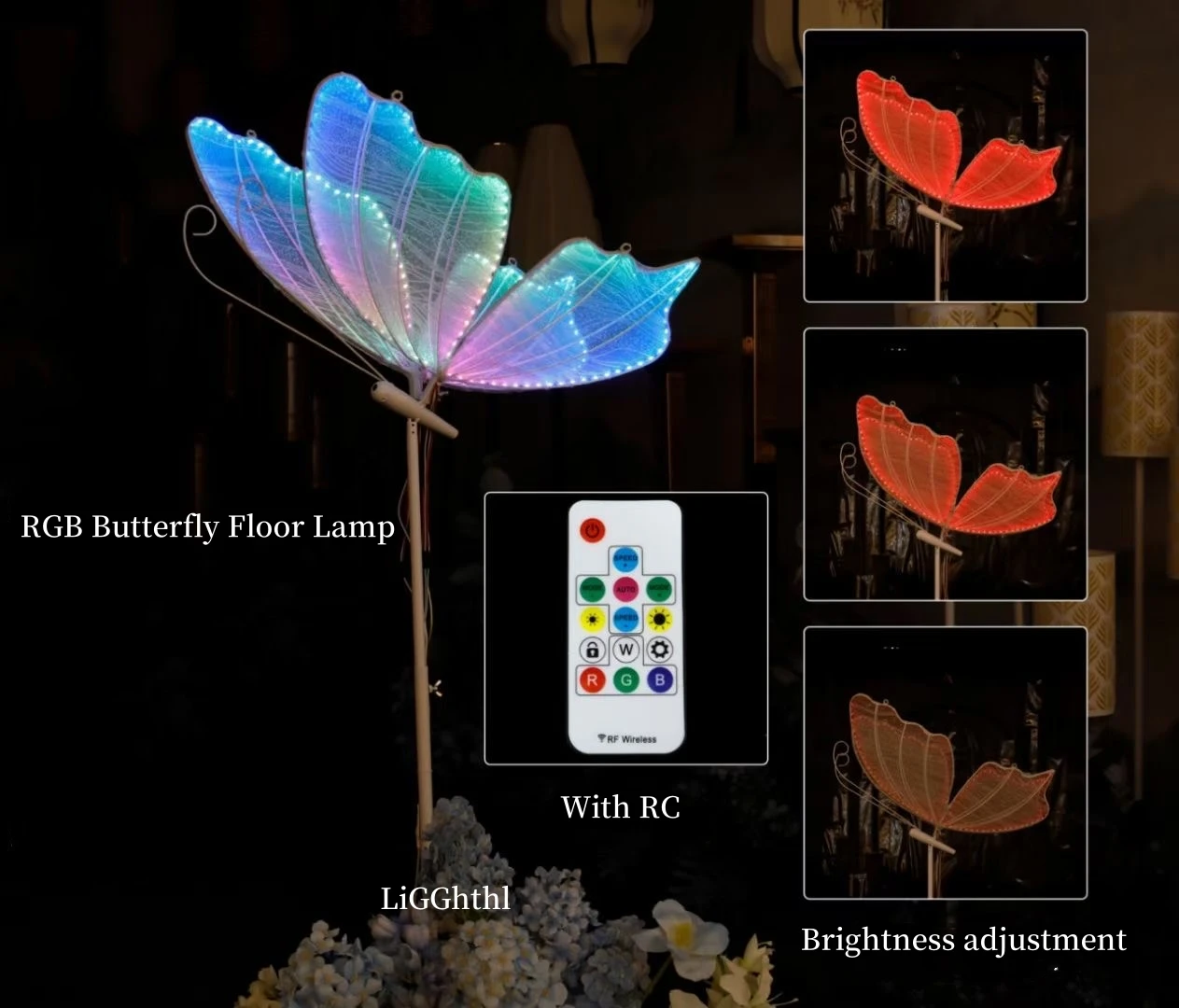 RGB Butterfly Led Wedding Decoration Floor Lights with Remote Control for Ceiling Stage Event Party Wedding Lamp Butterflies