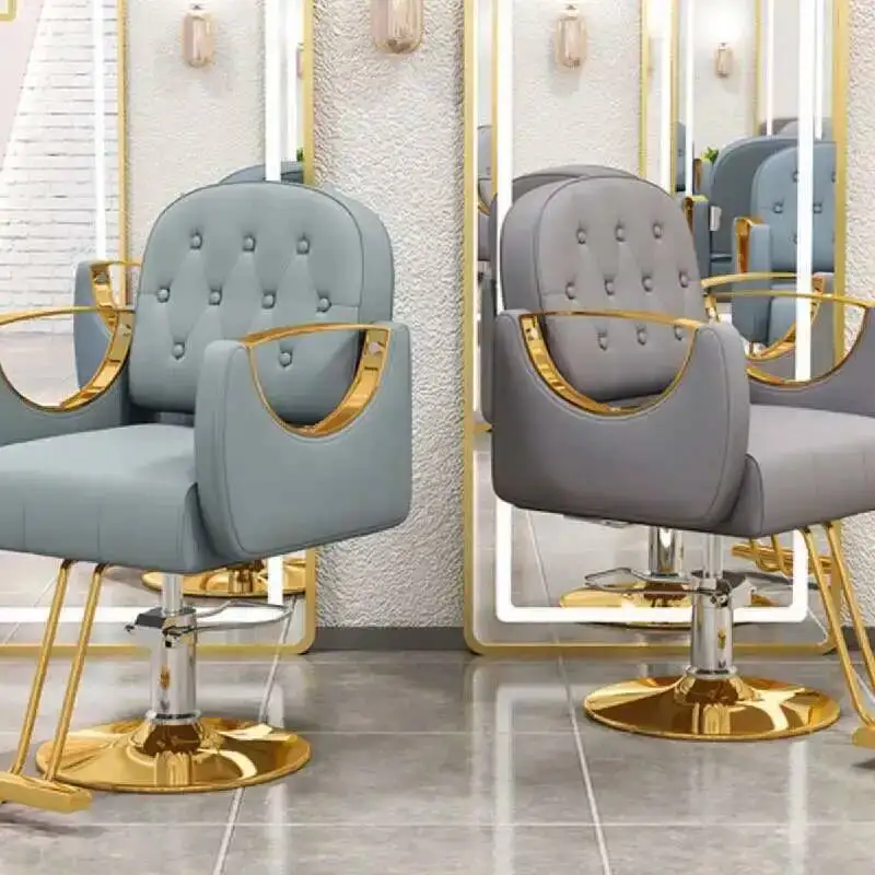 

Swivel Gold Barber Chair Luxury Makeup Beauty Barbershop Professional Salon Chair Hairdressing Cadeira Ergonomica Furnitures