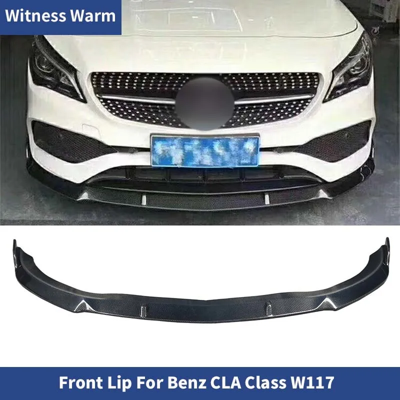 Carbon Fiber Front Lip Spoiler Splitters for Benz Cla Class W117 Cla180 Cla200 Cla250 Cla45 Head Bumper Chin 16-19 Car Body Kit