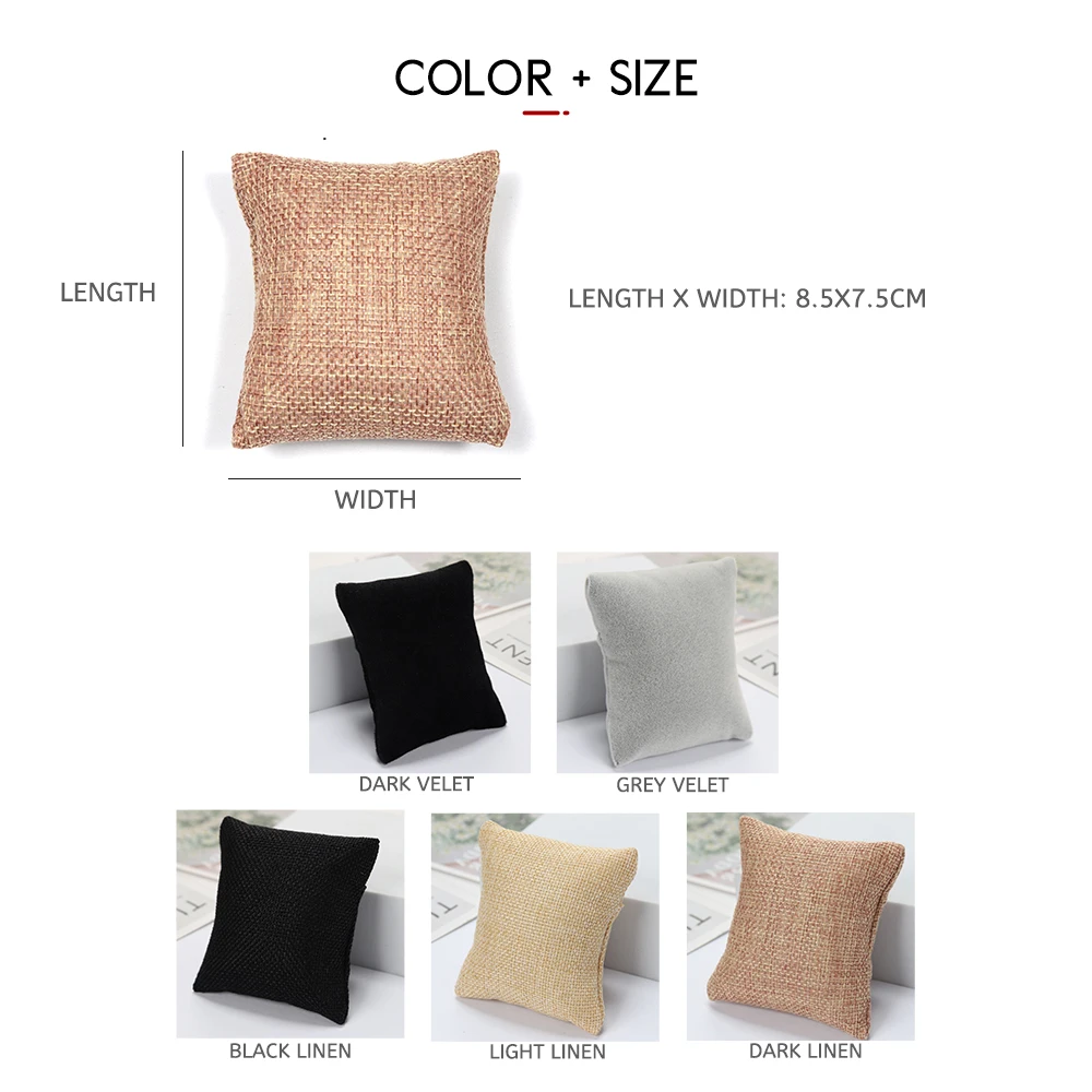 Beige Black Grey Fabric Pillow For Gift Jewelry Watch Cushion Bangle Display Bracelet Holder DIY Accessories Wholesale