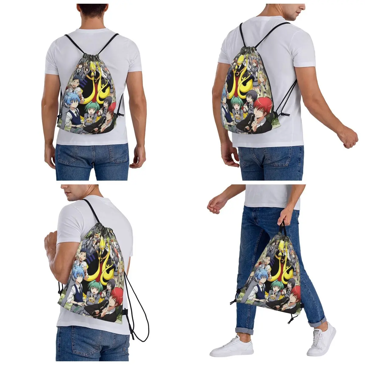 Assassination Classroom Octopus Koro Sensei Backpacks Drawstring Bundle Pocket Storage Bag Book Bags for Man Woman Students