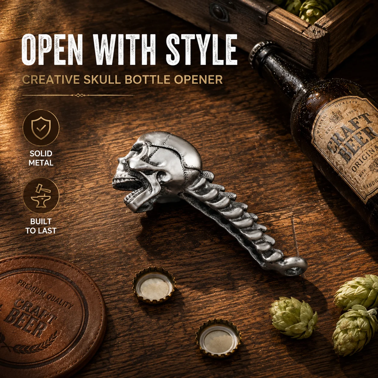 Skeleton Bottle Opener Heavy Duty Metal Beer Cap Opener Creative Gothic Bar Tool Halloween Gift for Men