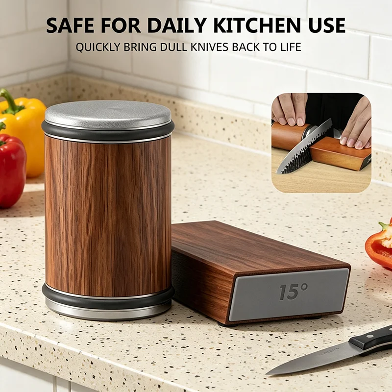 Rolling Knife Sharpener Kit Straight Edge Chef Knives 15 20 Deg Magnetic Roller Industrial Diamond Stone Fast Ship