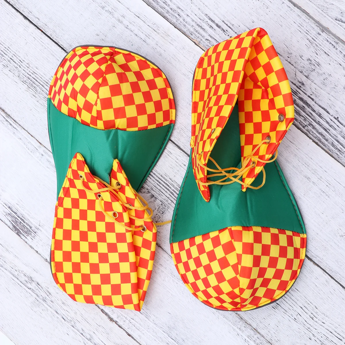 

1 шт., пара ярких цветов, туфли клоуна, средний размер, регулируемая завязка на веревке для Хэллоуина, карнавальный костюм, вечерние, многоразовые, прочные