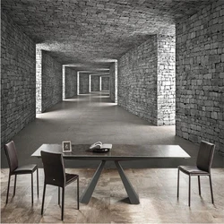 Customized products Retro 3D Wallpaper Gray Brick Wall Extension Space Tunnel Wall Mural Restaurant Bar Industrial Decor bedroom