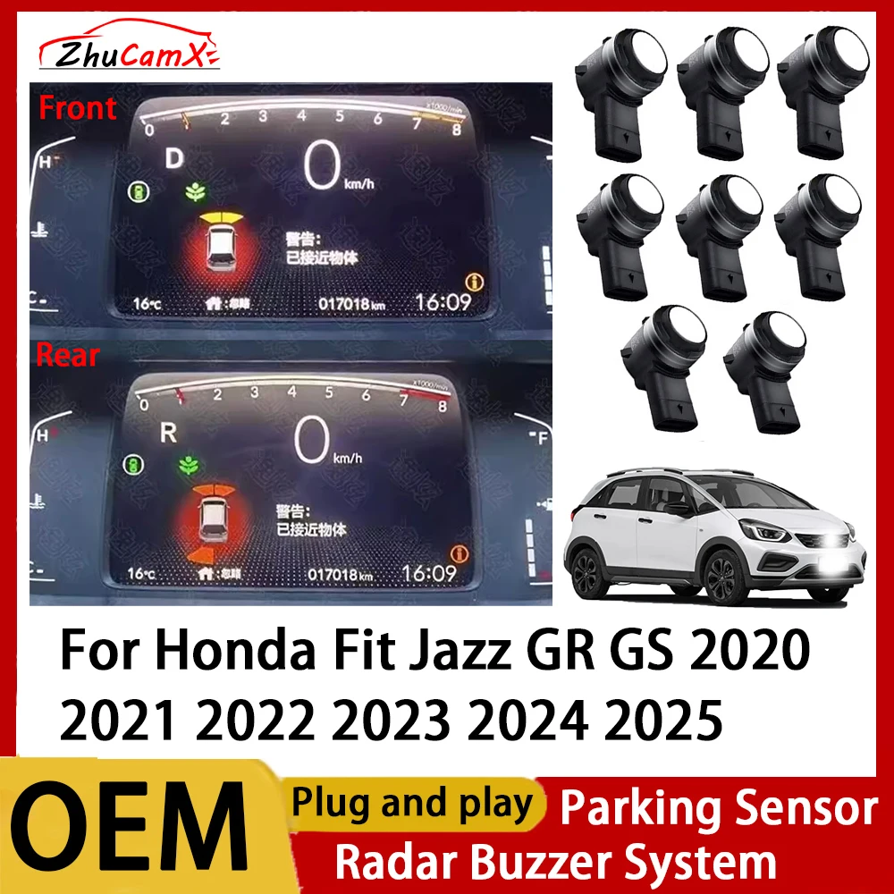 

ZhuCamX Front Rear Parking Sensor Assistance Backup Radar Buzzer System for Honda Fit Jazz GR GS 2020 2021 2022 2023 2024 2025