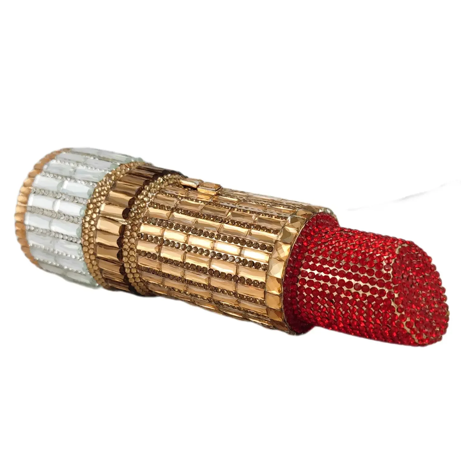 Boutique De FGG (in stock) ผู้หญิง Mini ลิปสติกคลัทช์กระเป๋าถือคริสตัลกระเป๋างานแต่งงาน Rhinestone กระเป๋าถือ