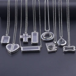 1Pc Personality Round Heart Memory Reliquary Photo Locket Pendant Necklaces Geometric Urn Ashes Relicario Men Collares Jewelry