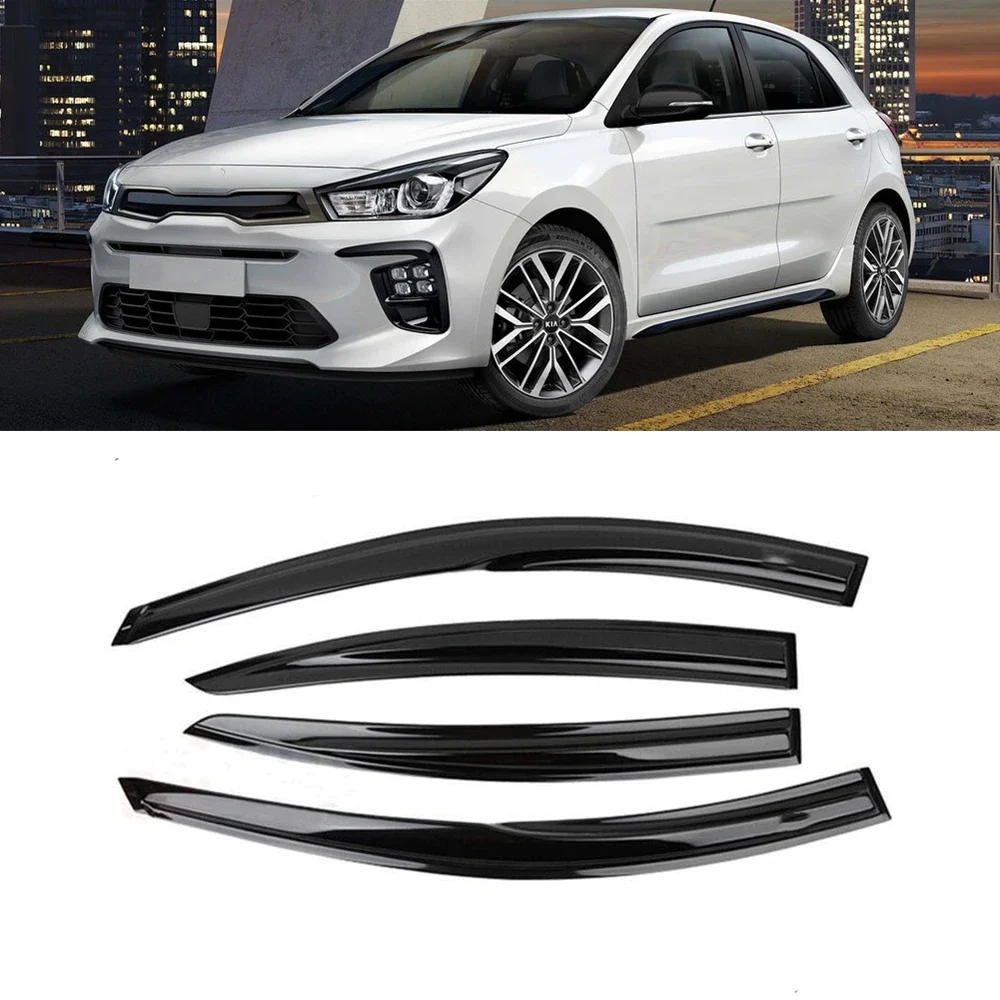 Window Vent Visor Wind Rain Sun Shade Smoke Guard Deflector Shelter Raincoat For Kia Rio 4 Hatchback Sedan 2018 2019 2020 2021+