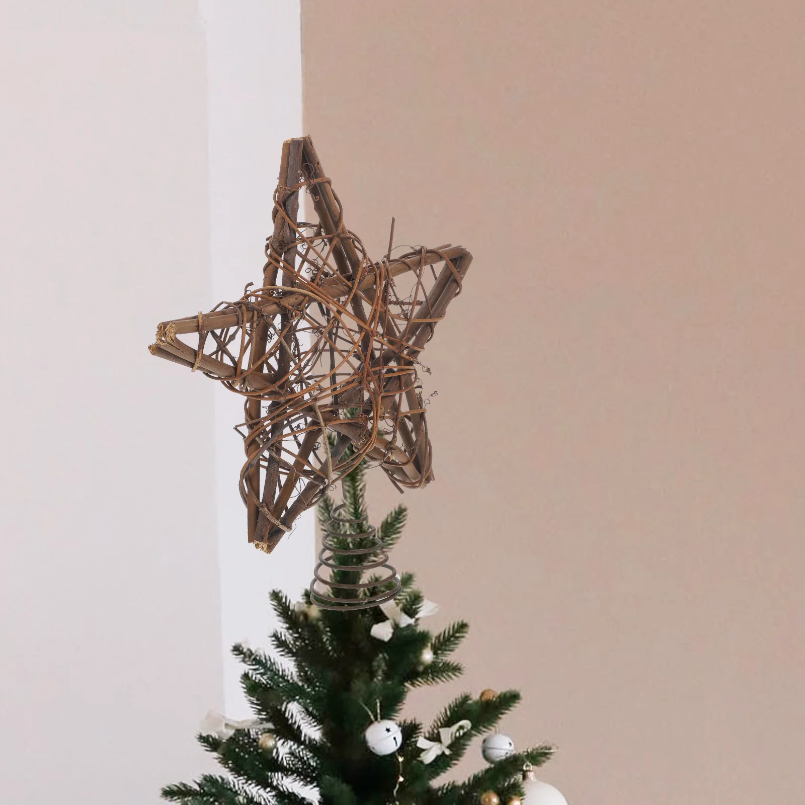 

Christmas Tree Top Decoration Hollow Star Treetop Window Topper Five-pointed Wooden Adornment Xmas Toppers