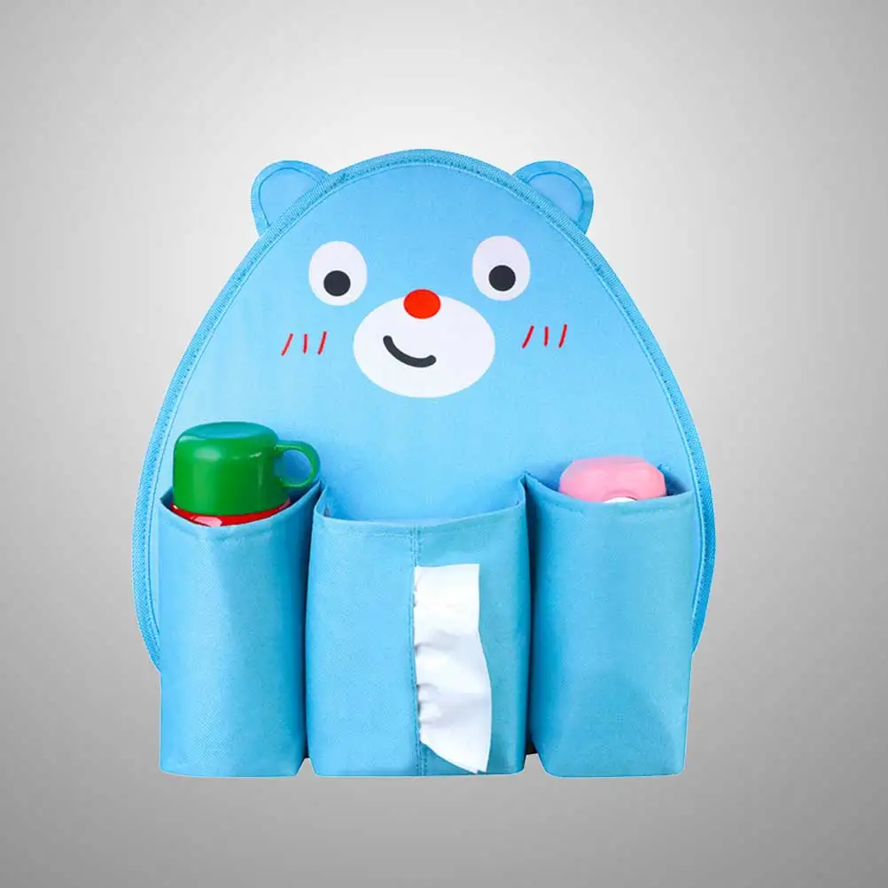 

Car Seat Back Organizer Cartoon Bear Multi Pocket Storage Bag Insulated Cup Holder Tissue Box Travel Car for