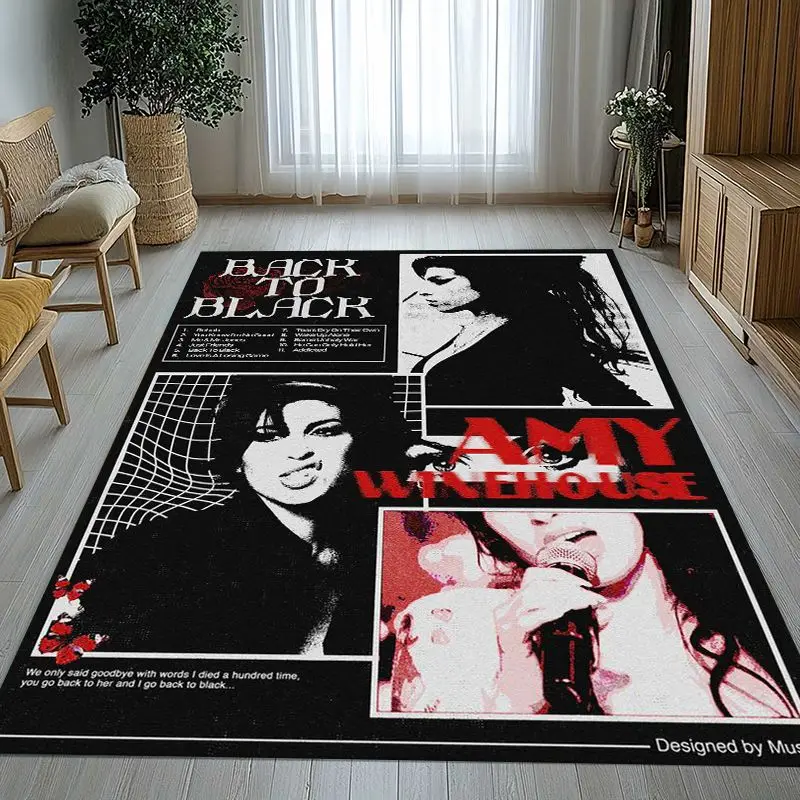 Fashion Amy Winehouse Music Singer Area Rug,Non-Slip Carpet Mat for Living Room Bedroom Playroom,Sofa Floor Rug,Home Decor Gift