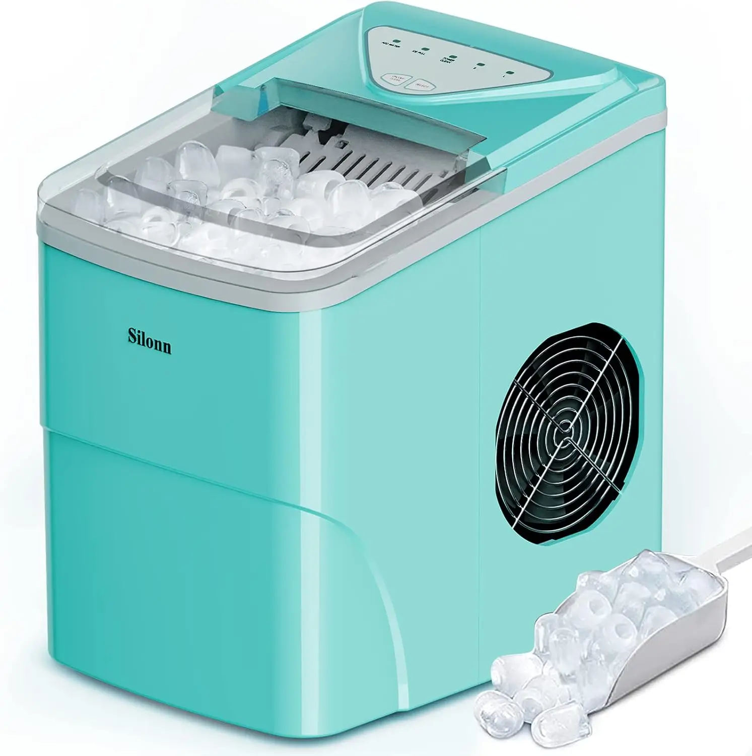 

Ice Makers Countertop, 9 Cubes Ready in 6 Mins, 26lbs in 24Hrs, Self-Cleaning Ice Machine with Ice Scoop and Basket, Green