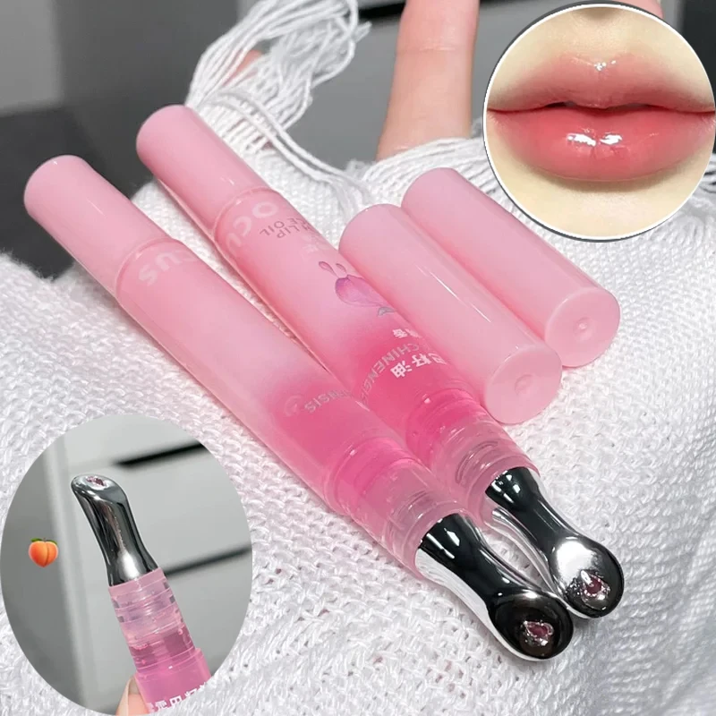 Moisturizing Lip Oil Peach Flavor Lip Gloss Wholesale Weakening Lines Lips Tint Lips Plumper Autumn and Winter Lips Care Serum