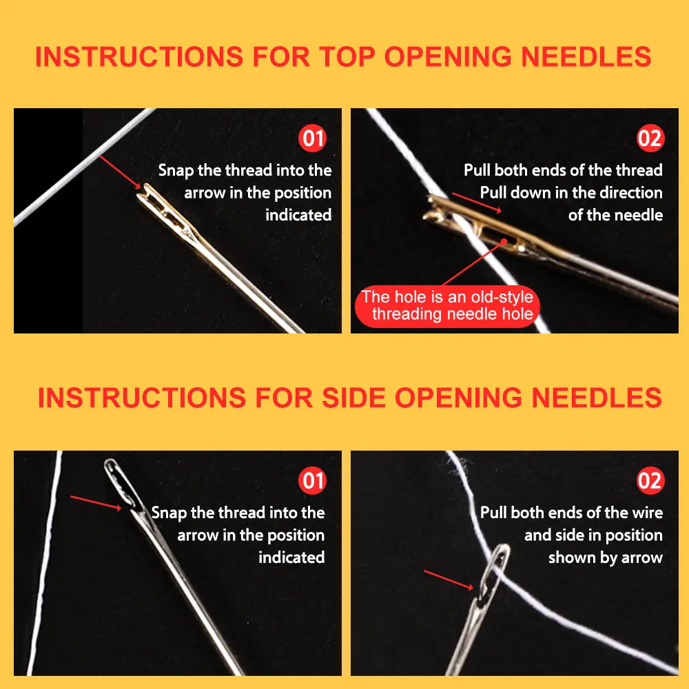 QZLKNIT Hot Blind Needle Elderly Needle-side Hole Hand Household Sewing Stainless Steel Sewing Needless Threading DIY Accessory