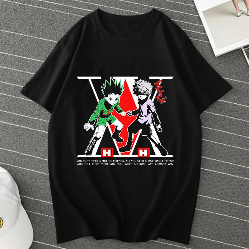 Vintage Hunter X Hunter Men Tshirt Short Sleeve Killua Zoldyck T-shirt HXH Hisoka TShirt Anime Manga Hip Hop Tops Tee Shirt Male