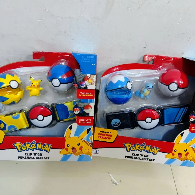 

Аниме-фигурки Покемонов: Пикачу, Сквиртл, набор с покеболом и поясом, коллекционная модель, игрушка-украшение, подарок на день рождения для детей